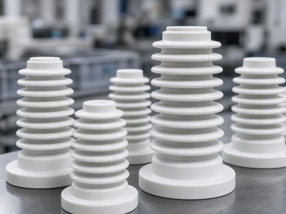 Custom plastic electrical insulator manufactured to drawing