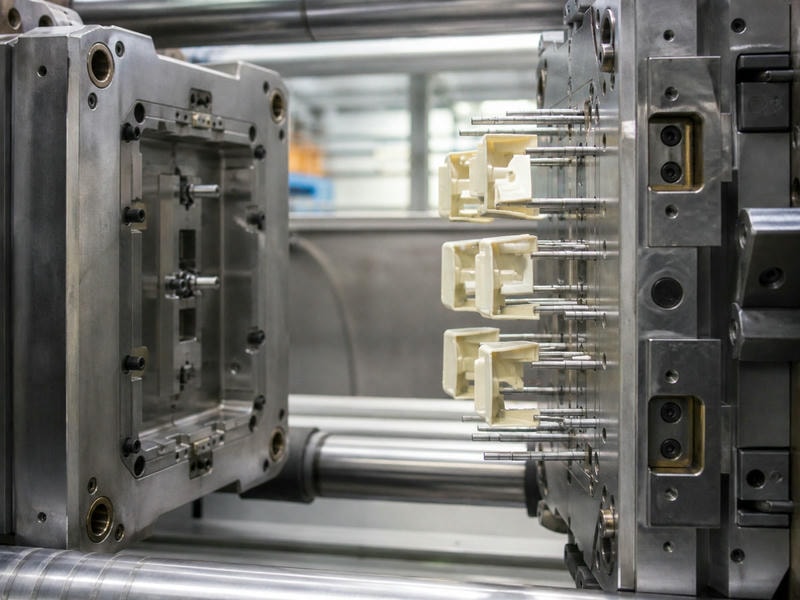 Spritzgießmaschine bei der Fertigung von ABS-Bauteilen