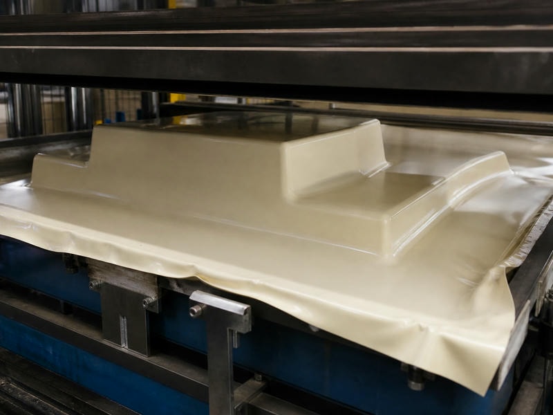Thermoformteile aus ABS während der Nachbearbeitung bei Plasticpartsmfg