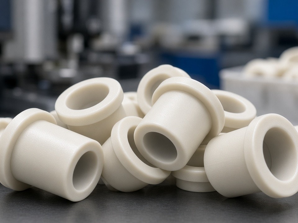 Custom plastic bushings manufactured to engineering drawings