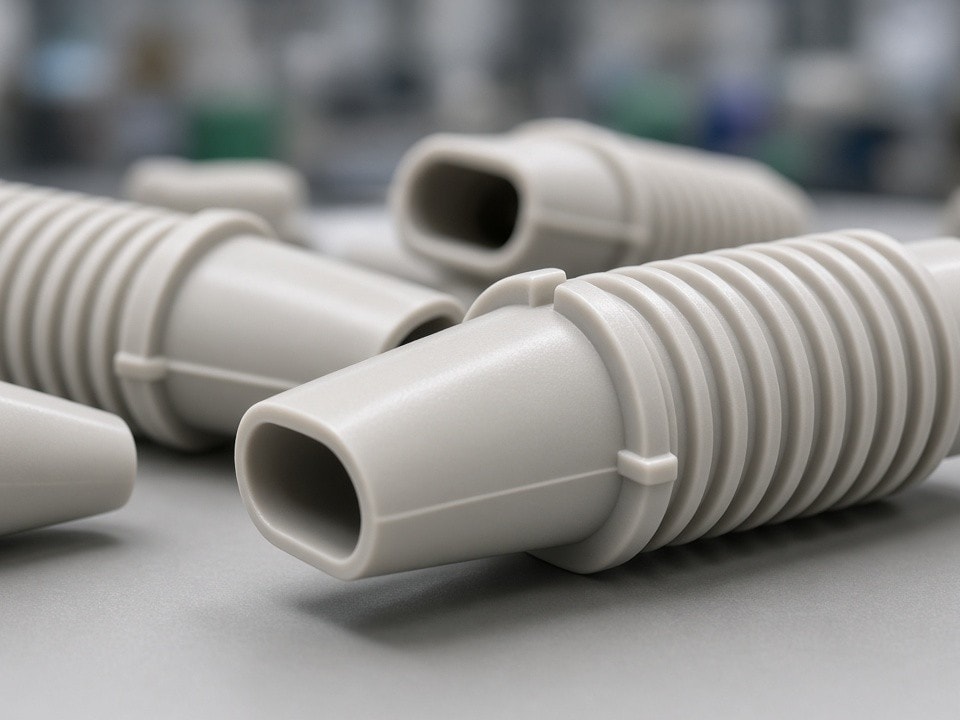 Custom plastic cable insulator component manufactured to an engineering drawing